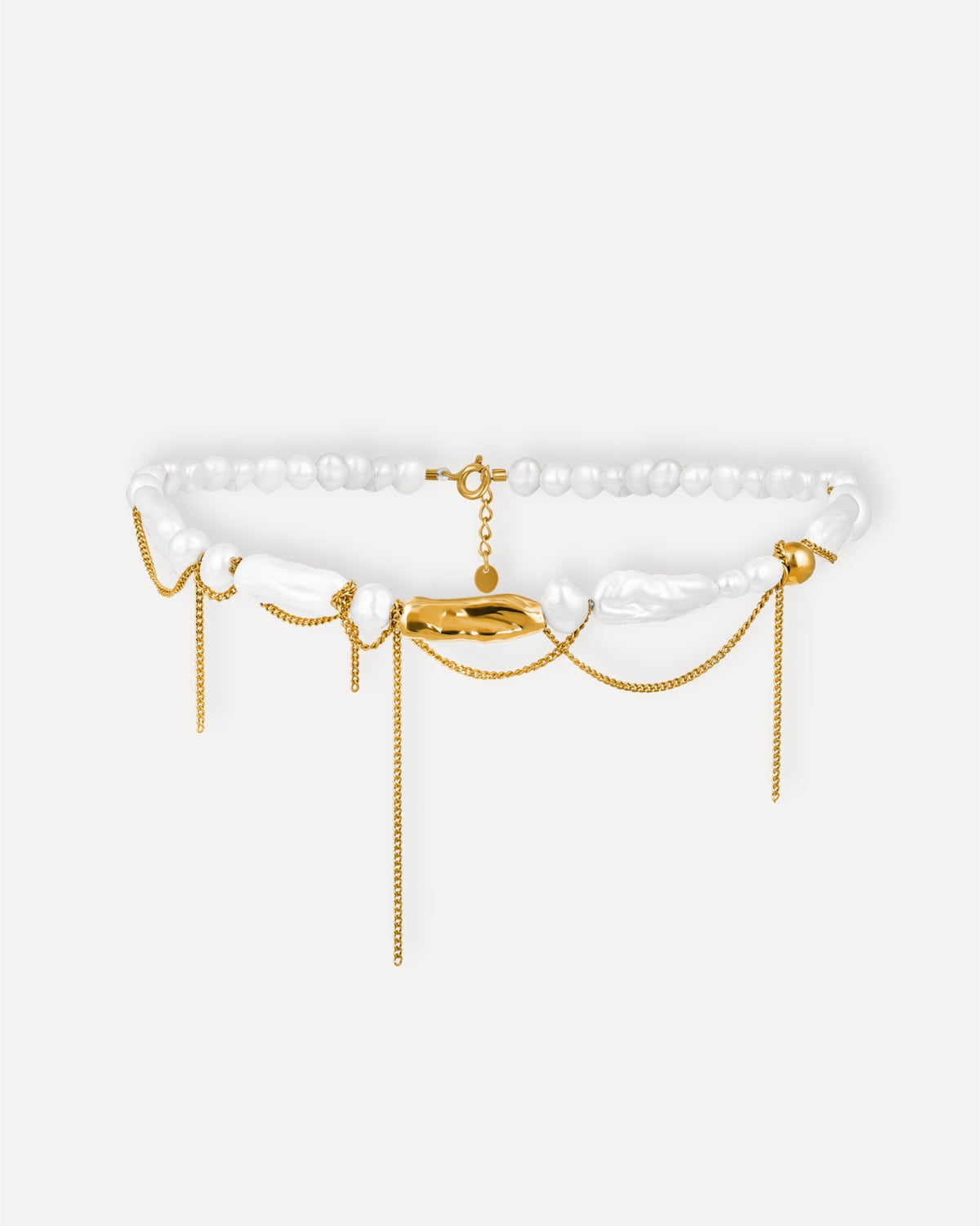 Eclat Baroque Pearl Choker with Silver Chains
