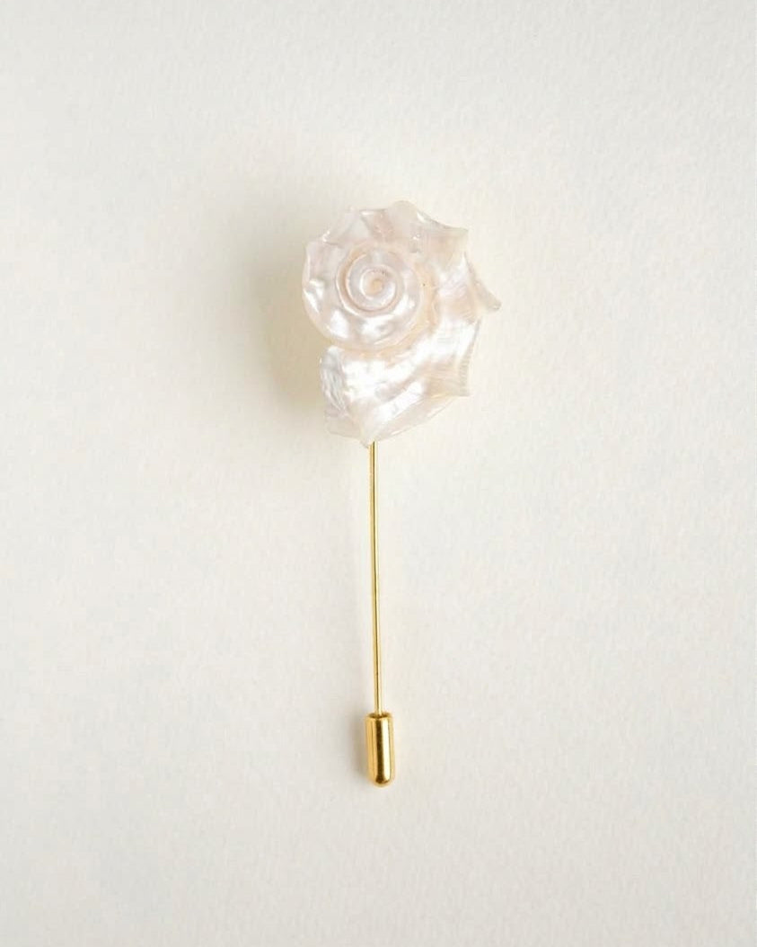 MARE shell brooch with gold-plated sterling silver pin