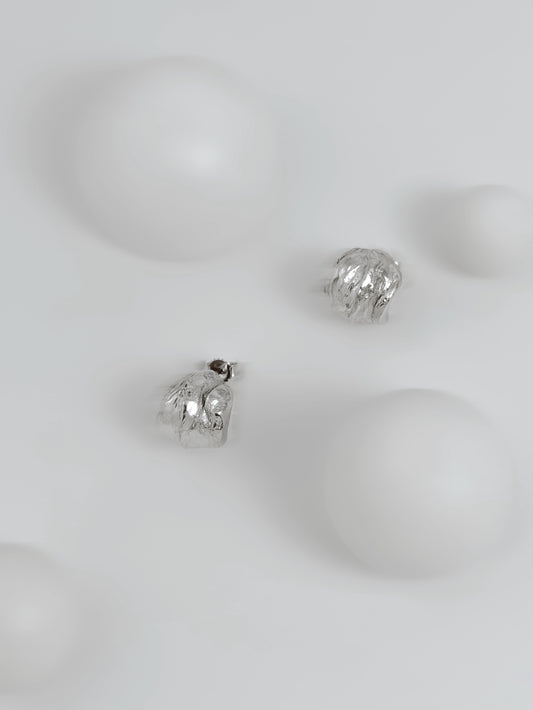 Fluid Oyster Stud Earrings in Sterling Silver