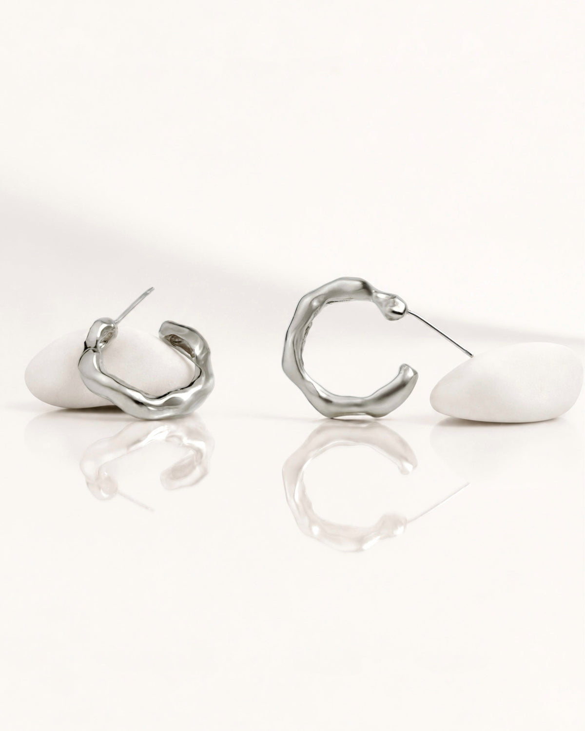 Fluid Hoop Earrings in Sterling Silver