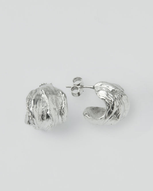 Fluid Oyster Stud Earrings in Sterling Silver