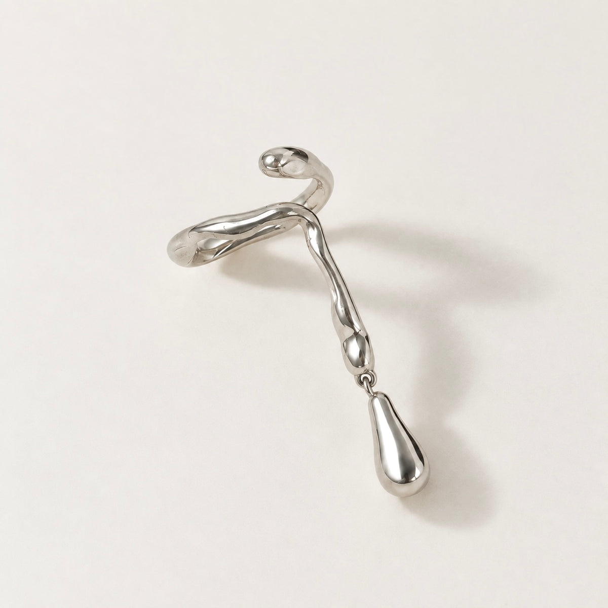 Fluid Drop Nail Ring in Sterling Silver