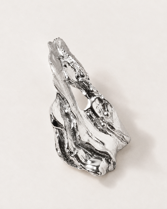handcrafted sterling silver oyster shell brooch organic texture