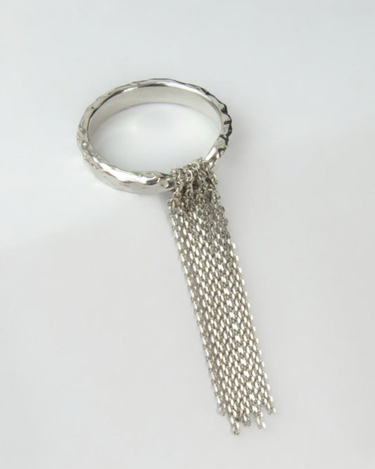 sterling silver chain ring with fringe minimal product photo