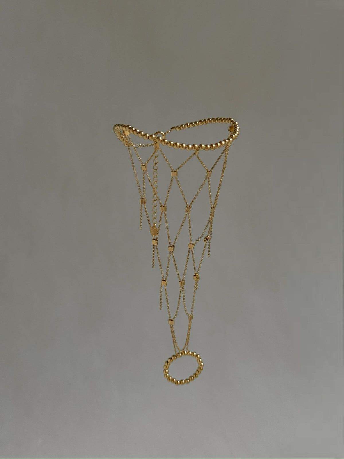 MEDINA 925 sterling silver bracelet with 24K gold plating and woven bead-and-chain design