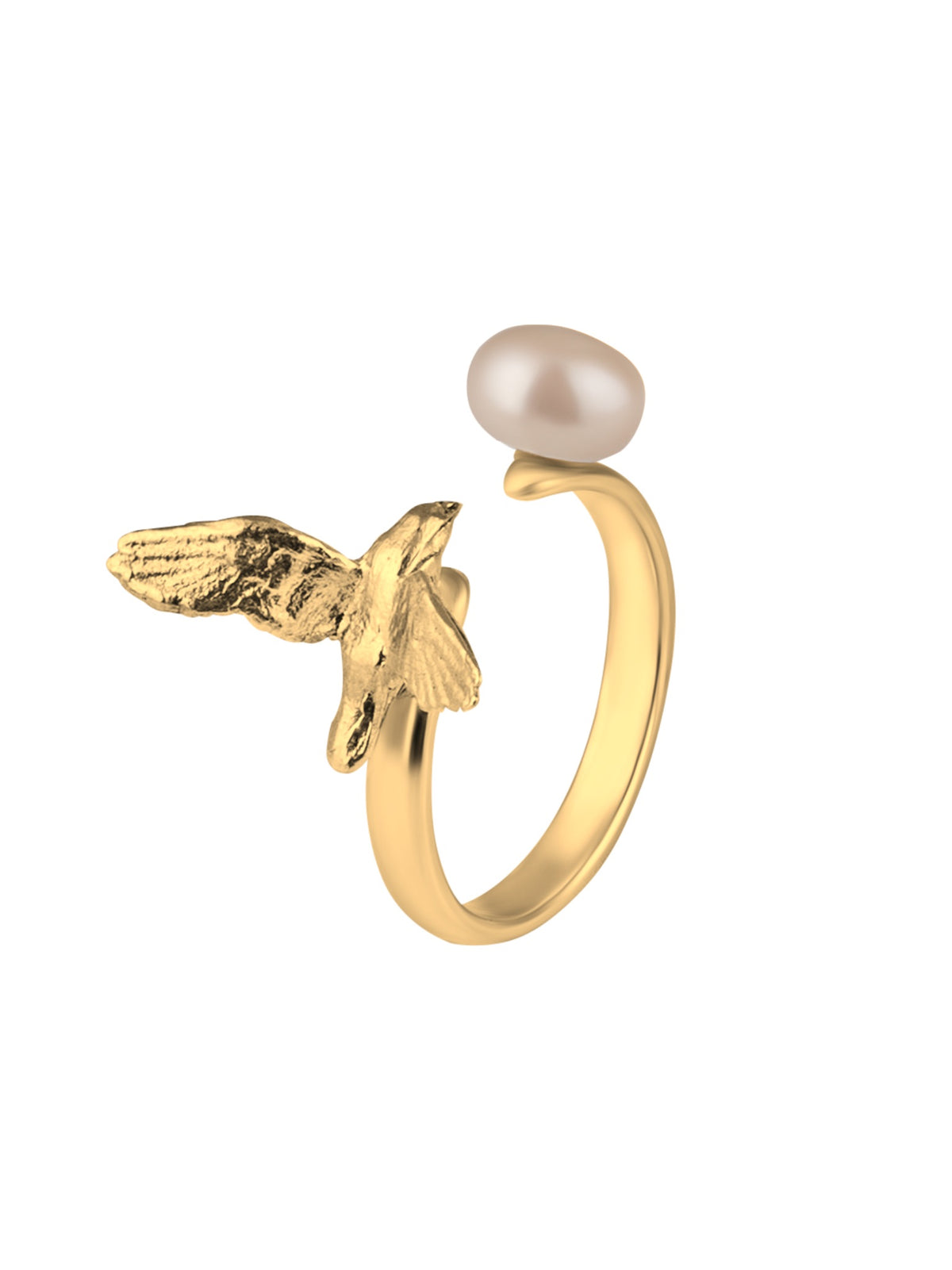 AILES Perle natural pearl bird ring in gold plated 925 sterling silver