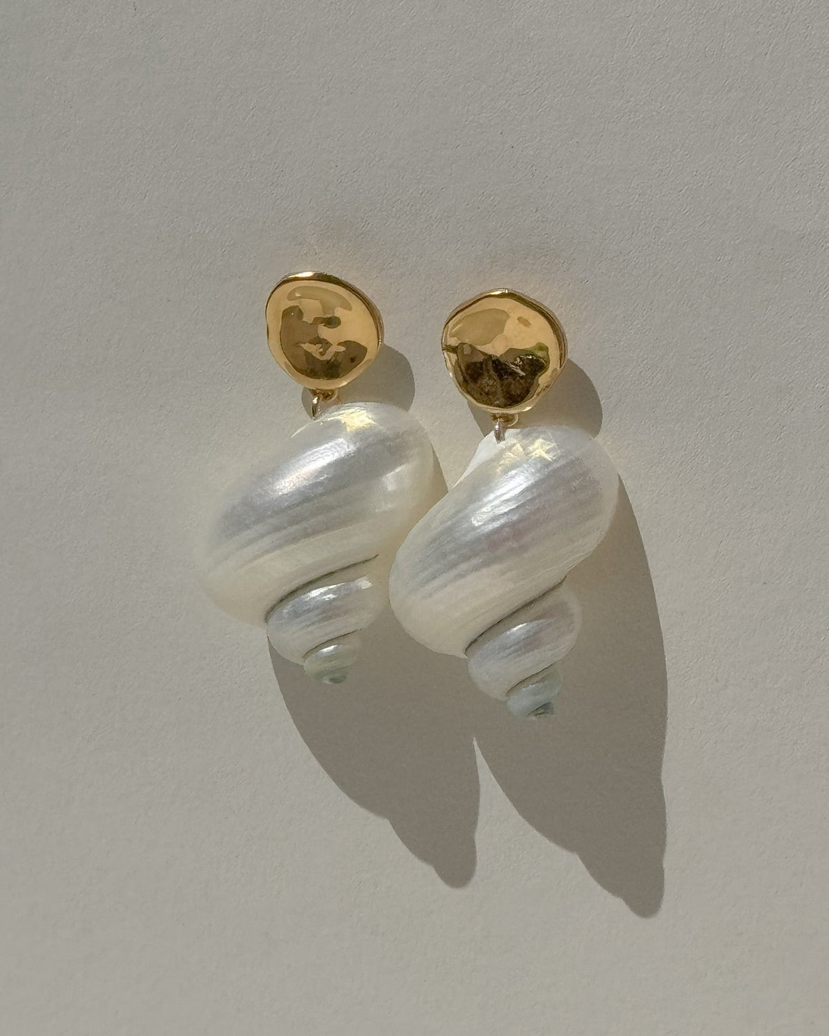 SirenCore shell earrings with gold-plated sterling silver studs