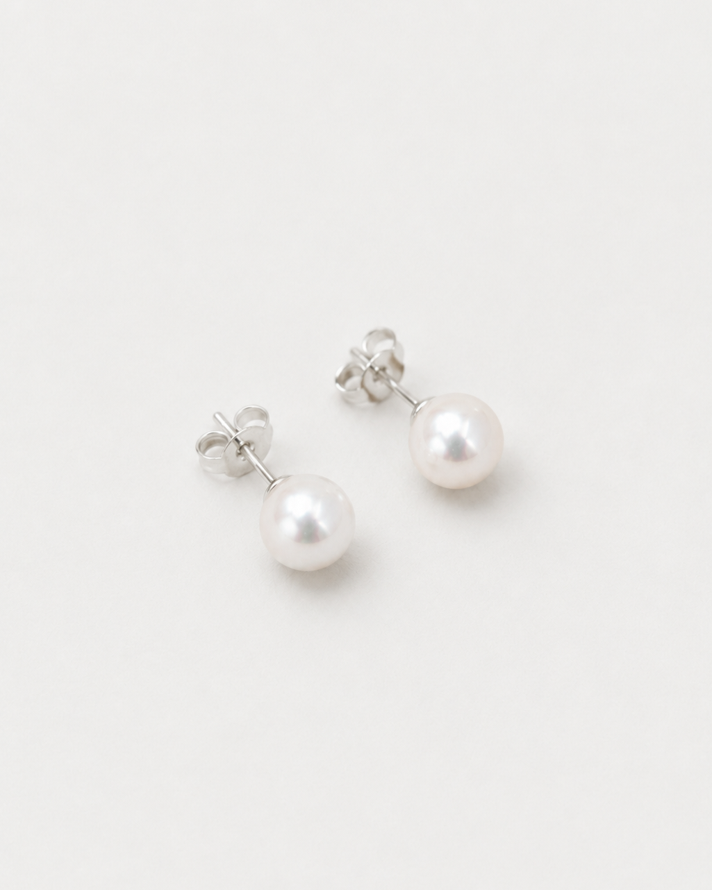 Pair of 6mm natural pearl stud earrings on 925 sterling silver posts