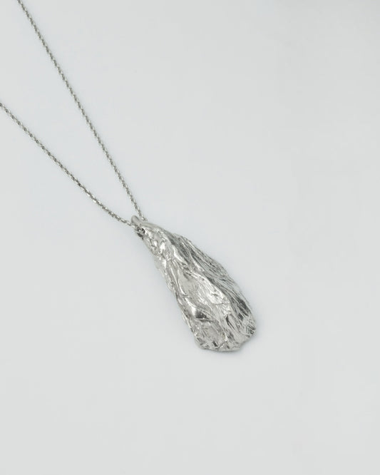 sterling silver oyster pendant necklace minimal product photo