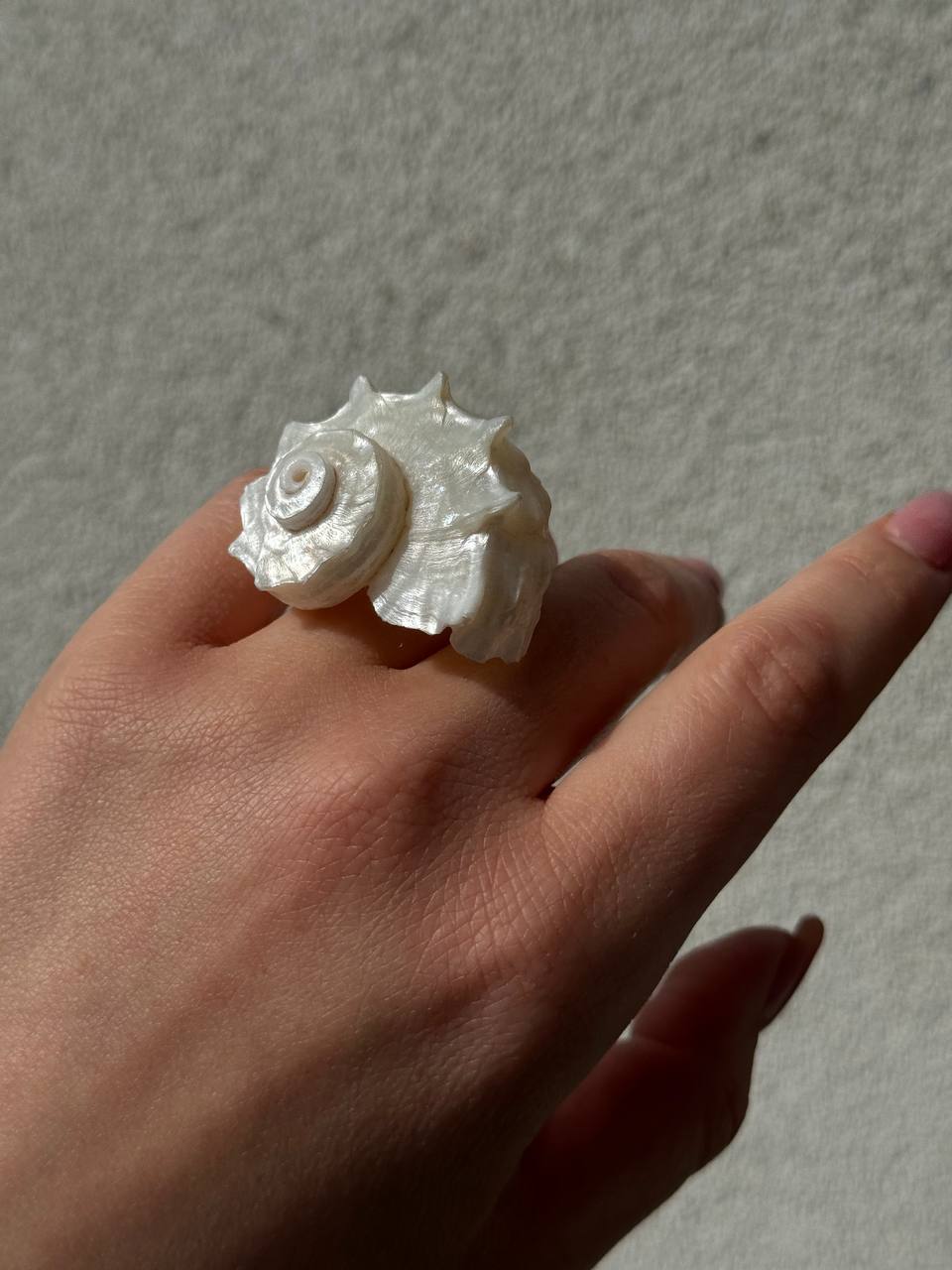MARE statement shell ring in sterling silver styled on the hand