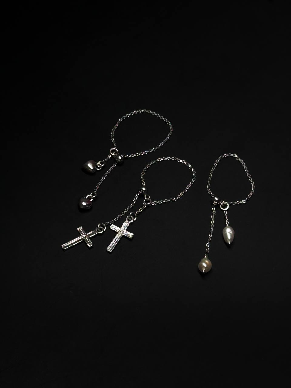 Nicole adjustable sterling silver ring with two decorative charms